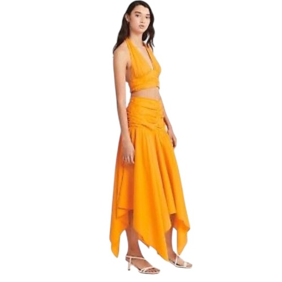 Charlie Holiday Marcey Midi Skirt Apricot Cotton Linen US 8 - Picture 1 of 11